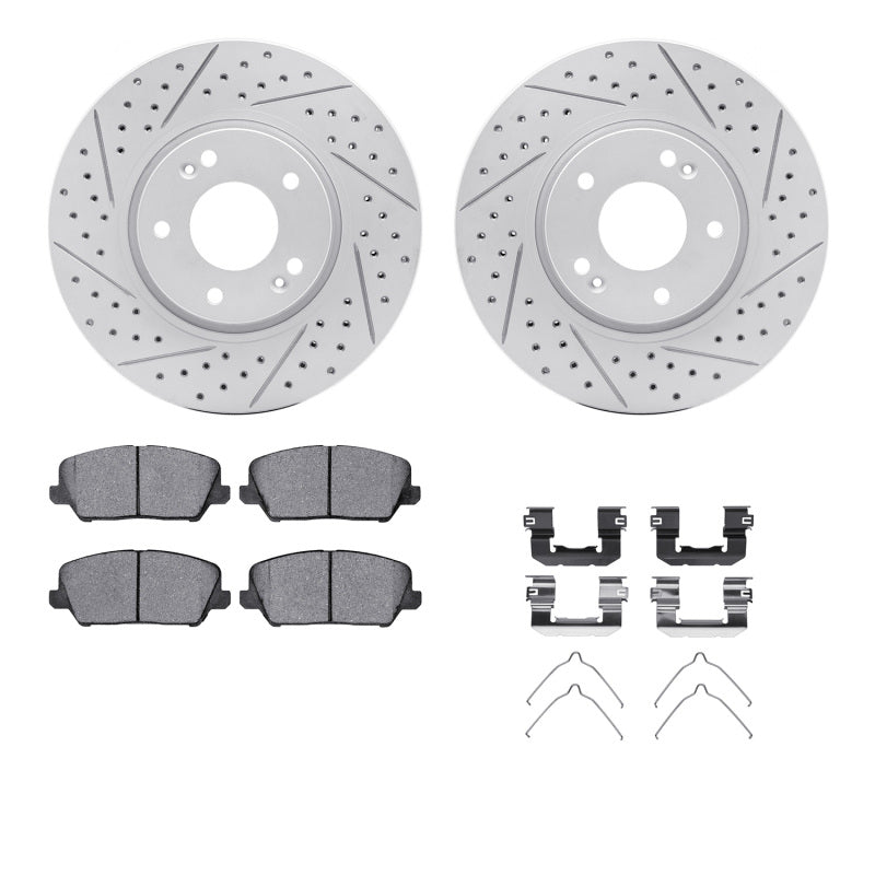 R1 Concepts R1 16-17 Hyundai Veloster Front Drill/Slot Carbon Coated Rotor Set w/Optimum Pads