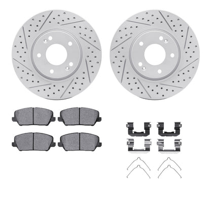 R1 Concepts R1 16-17 Hyundai Veloster Front Drill/Slot Carbon Coated Rotor Set w/Optimum Pads