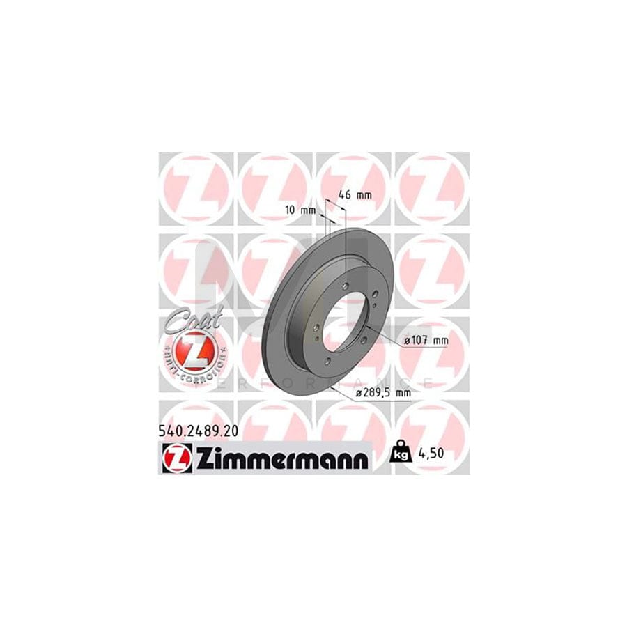 ZIMMERMANN COAT Z 540.2489.20 Brake Disc Solid, Coated  - 1 piece