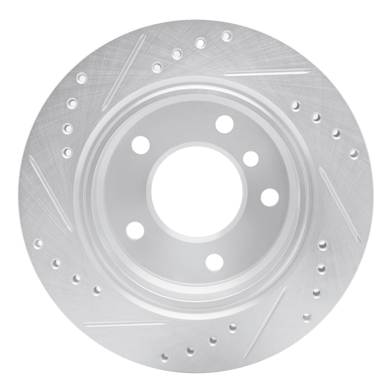 R1 Concepts R1 96-05 BMW 323CI Rear Right Drilled & Slotted Silver Brake Rotor