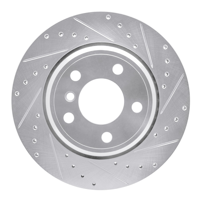 R1 Concepts R1 02-06 BMW X5 Rear Right Drilled & Slotted Silver Brake Rotor