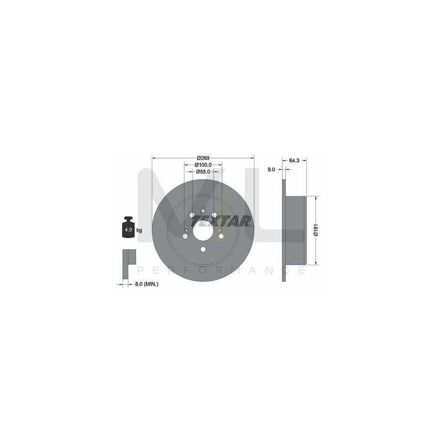 TEXTAR 92090700 Brake Disc Solid, without wheel hub, without wheel studs  - 1 piece