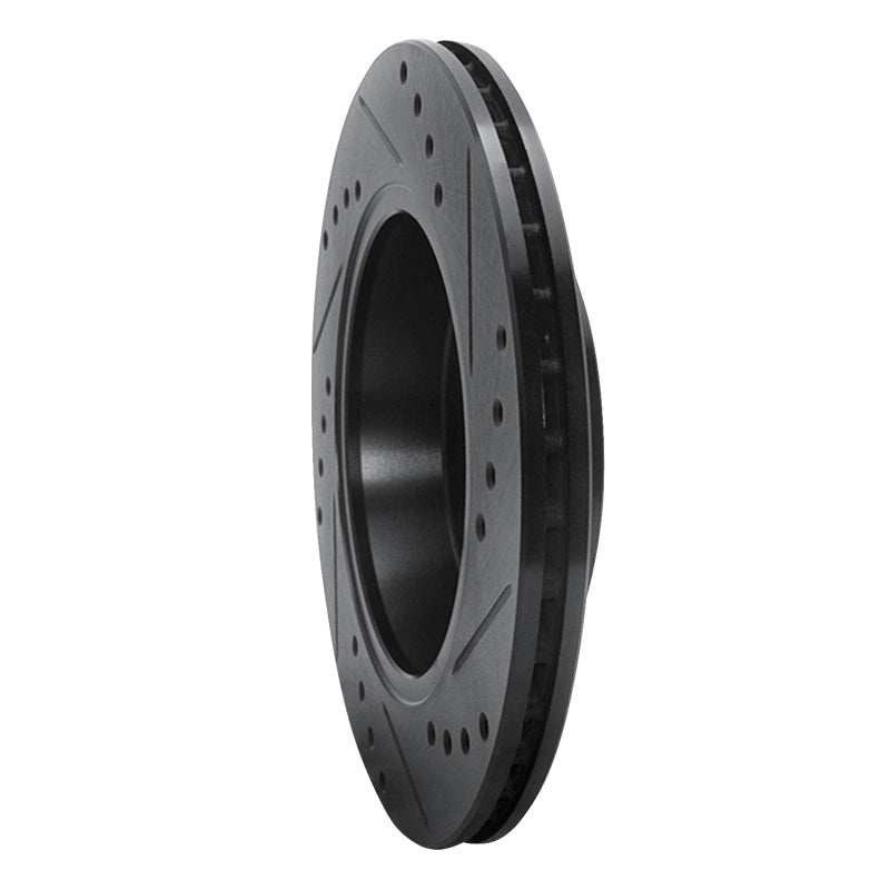 R1 Concepts R1 85-91 Audi 5000CS Turbo Quattro Rear Left Drilled & Slotted Black Brake Rotor