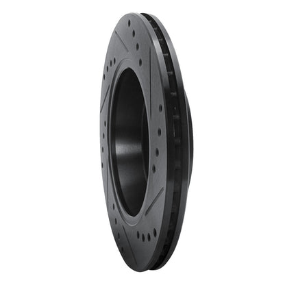 R1 Concepts R1 85-91 Audi 5000CS Turbo Quattro Rear Left Drilled & Slotted Black Brake Rotor