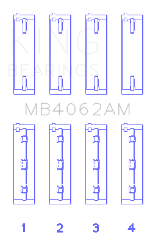 King Engine Bearings Honda / Acura C32A1/C32A6/C35A1 Crankshaft Main Bearing Set (Set of 4)