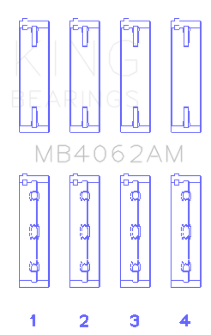 King Engine Bearings Honda / Acura C32A1/C32A6/C35A1 Crankshaft Main Bearing Set (Set of 4)