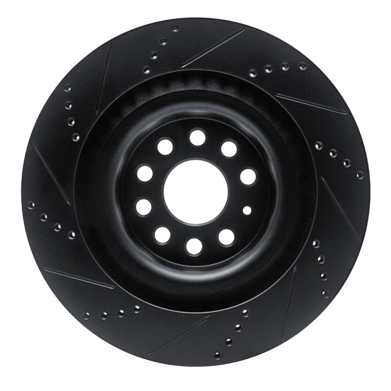 R1 Concepts R1 12-21 Tesla Model S Rear Right Drilled & Slotted Black Brake Rotor