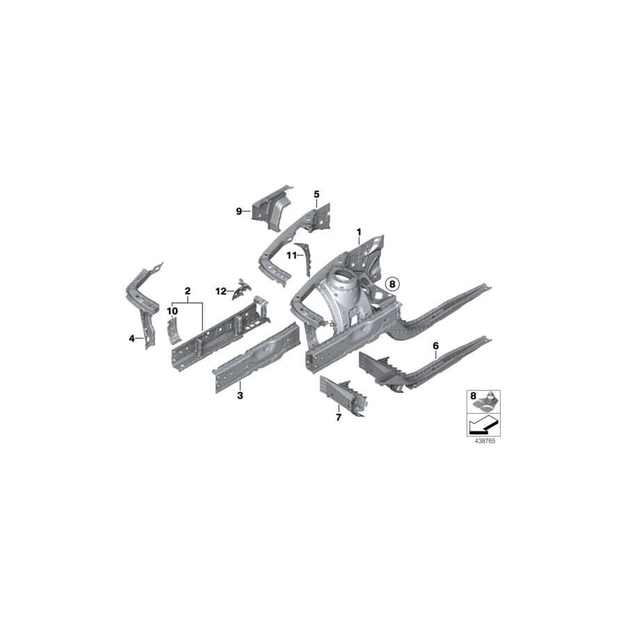 Genuine BMW 41007321722 F34 F21 Extension, Wheel Housing Strut Right (Inc. M135i, 340i & 116i)