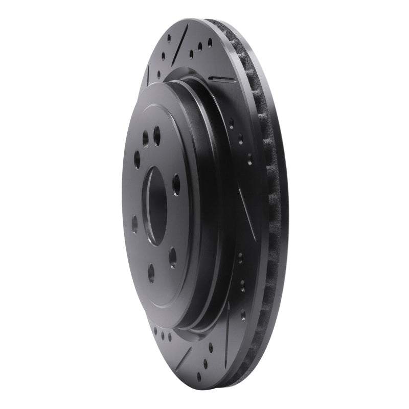 R1 Concepts R1 10-16 Cadillac SRX Rear Left Drilled & Slotted Black Brake Rotor