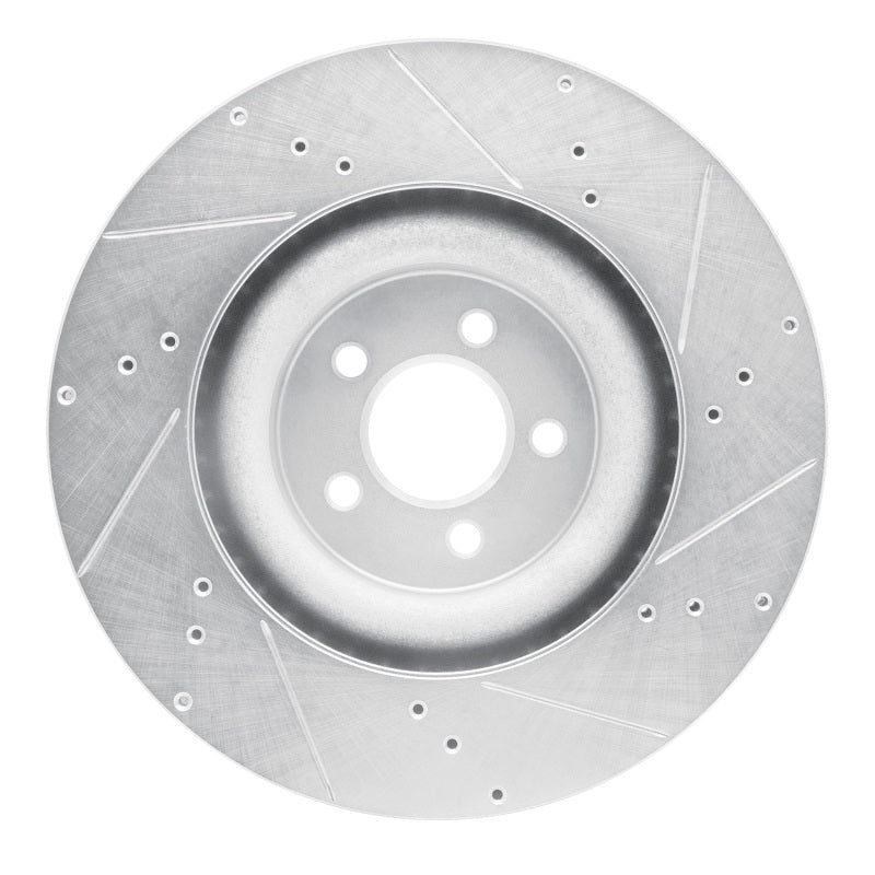 R1 Concepts R1 15-23 Ford Mustang Front Left Drilled & Slotted Silver Brake Rotor
