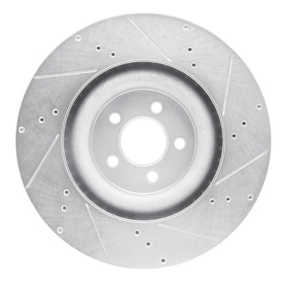 R1 Concepts R1 15-23 Ford Mustang Front Left Drilled & Slotted Silver Brake Rotor
