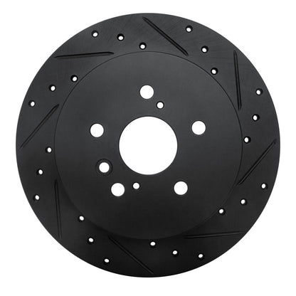 R1 Concepts R1 08-13 Toyota Highlander Rear Right Drilled & Slotted Black Brake Rotor