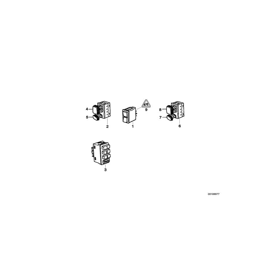 Genuine BMW 61311379101 E34 E32 Button Seat Adjusting Rear Left (Inc. 525ix, M5 3.6 & 735i)