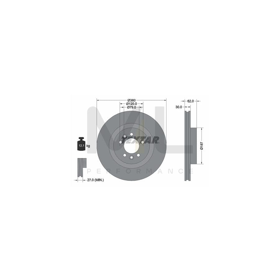 TEXTAR PRO+ 92283205 Brake Disc Internally Vented, Coated, High-carbon, without wheel hub, without wheel studs  - 1 piece