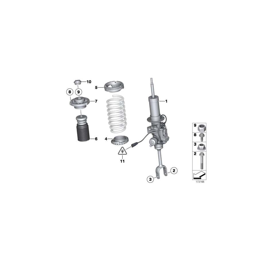 Genuine BMW 37116854323 Left Front Spring Strut (Inc. 530dX, 550iX 4.4 & 550iX 4.0)