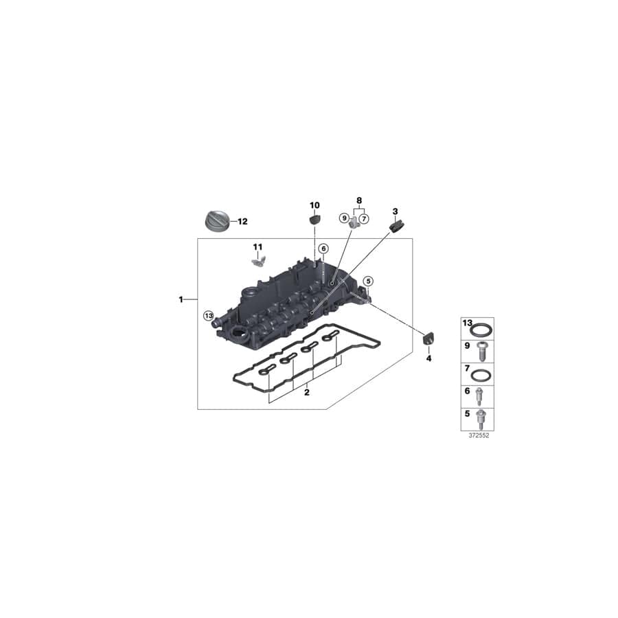 Genuine BMW 11128583293 F22 F46 G01 Gasket Set, Cylinder Head Cover (Inc. 520d ed, 118dX & X2 18d)