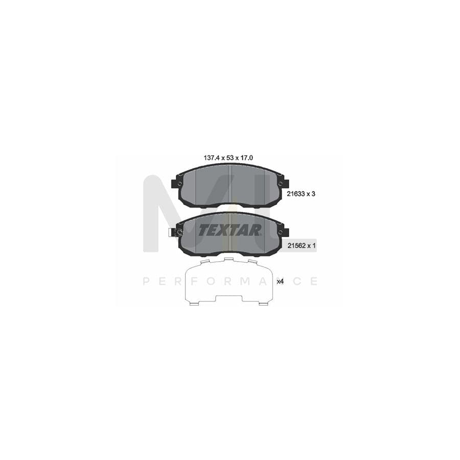 TEXTAR 2163301 Brake pad set with acoustic wear warning