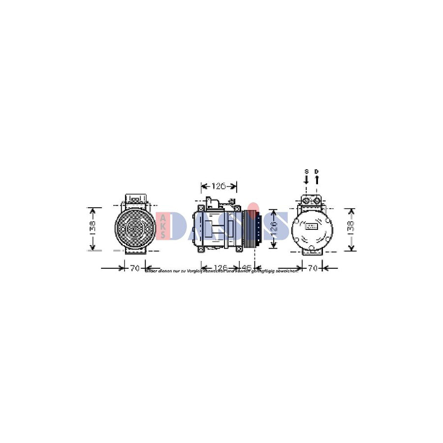 AKS Dasis 851402N Compressor, Air Conditioning Suitable for Mercedes-Benz S-Class Saloon (W140)