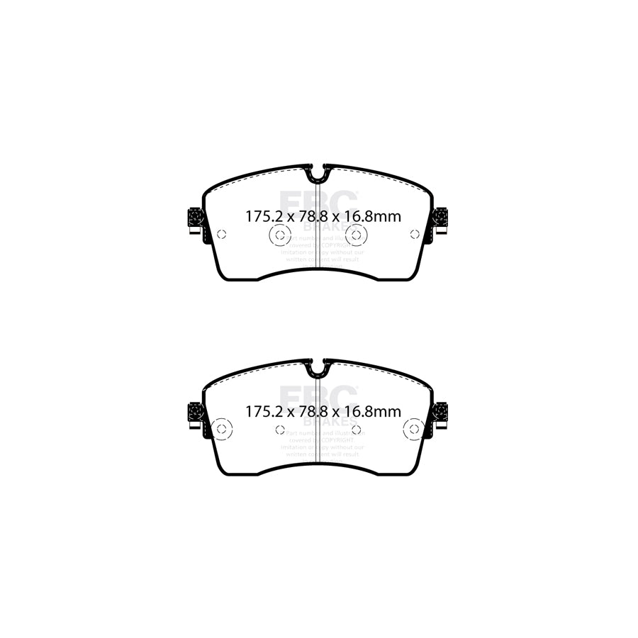 EBC PD01KF1951 Jaguar Land Rover Greenstuff Front Brake Pad & Plain Disc Kit  - ATE Caliper (Inc. E-Pace & Discovery Sport) 2 | ML Performance UK Car Parts