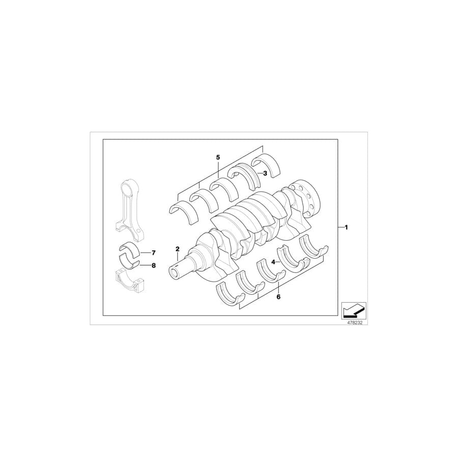 Genuine BMW 11212247514 E46 E39 At-Crankshaft With Bearing Shells (Inc. 318d, 520d & 320d)