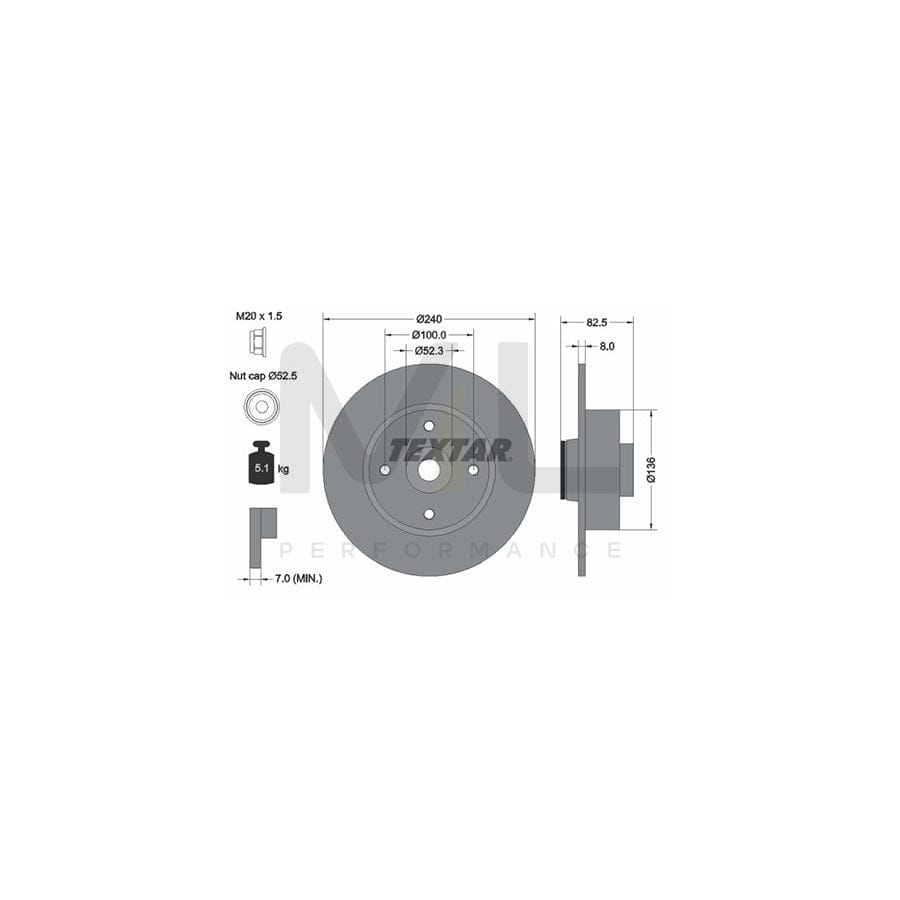 TEXTAR PRO 92154403 Brake Disc Solid, Coated, with integrated magnetic sensor ring, with wheel bearing  - 1 piece