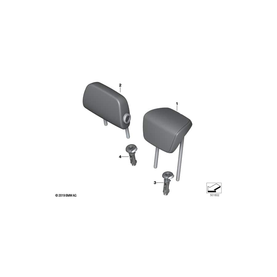Genuine BMW 52209495016 F44 Folding Headrest, Leather, Outer Rear OYSTER (Inc. 228iX)