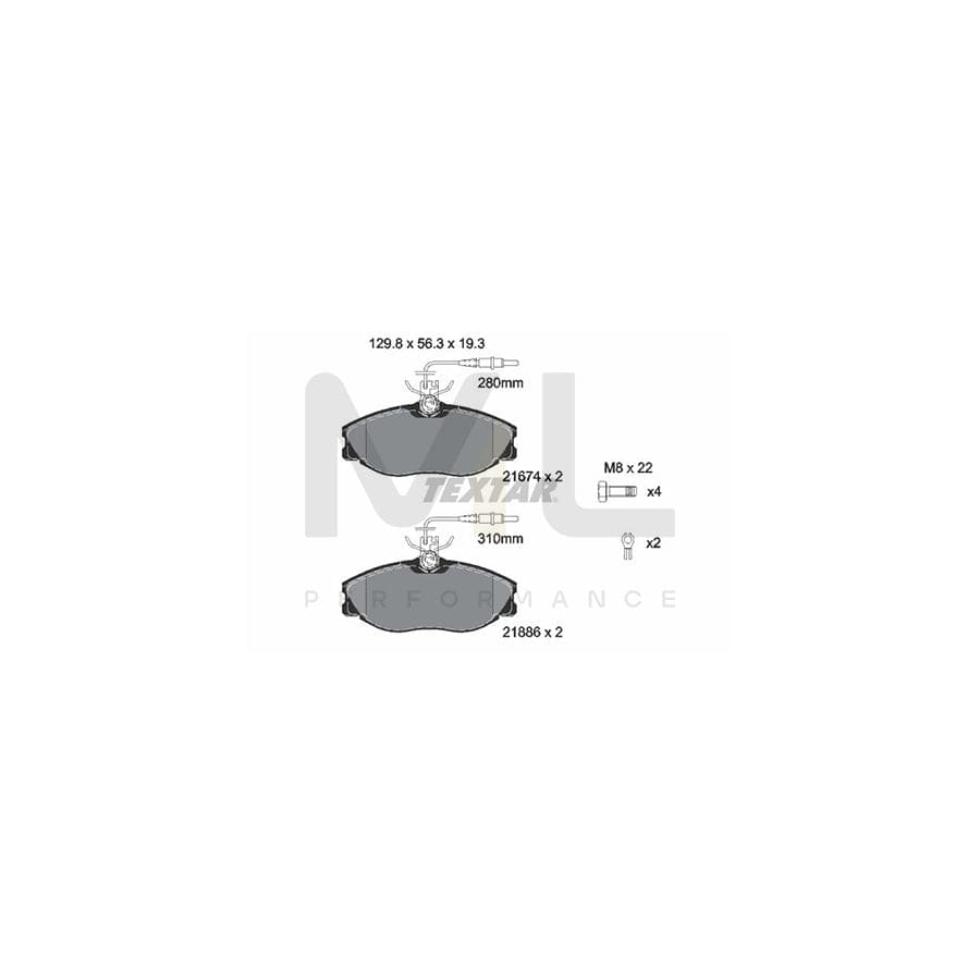 TEXTAR 2167403 Brake pad set with integrated wear warning contact, with brake caliper screws, with accessories