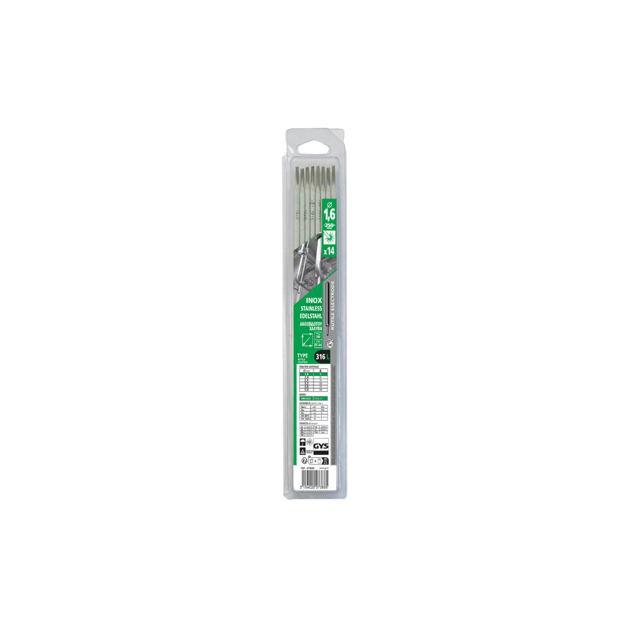 Gys 073685 14 Stainless Steel Electrodes - 316L - Ø1.6 - (Blister) Welding Consumables