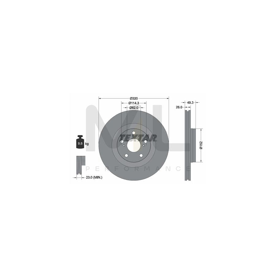 TEXTAR 92195300 Brake Disc for TOYOTA Verso (AR20) Externally Vented, without wheel hub, without wheel studs  - 1 piece