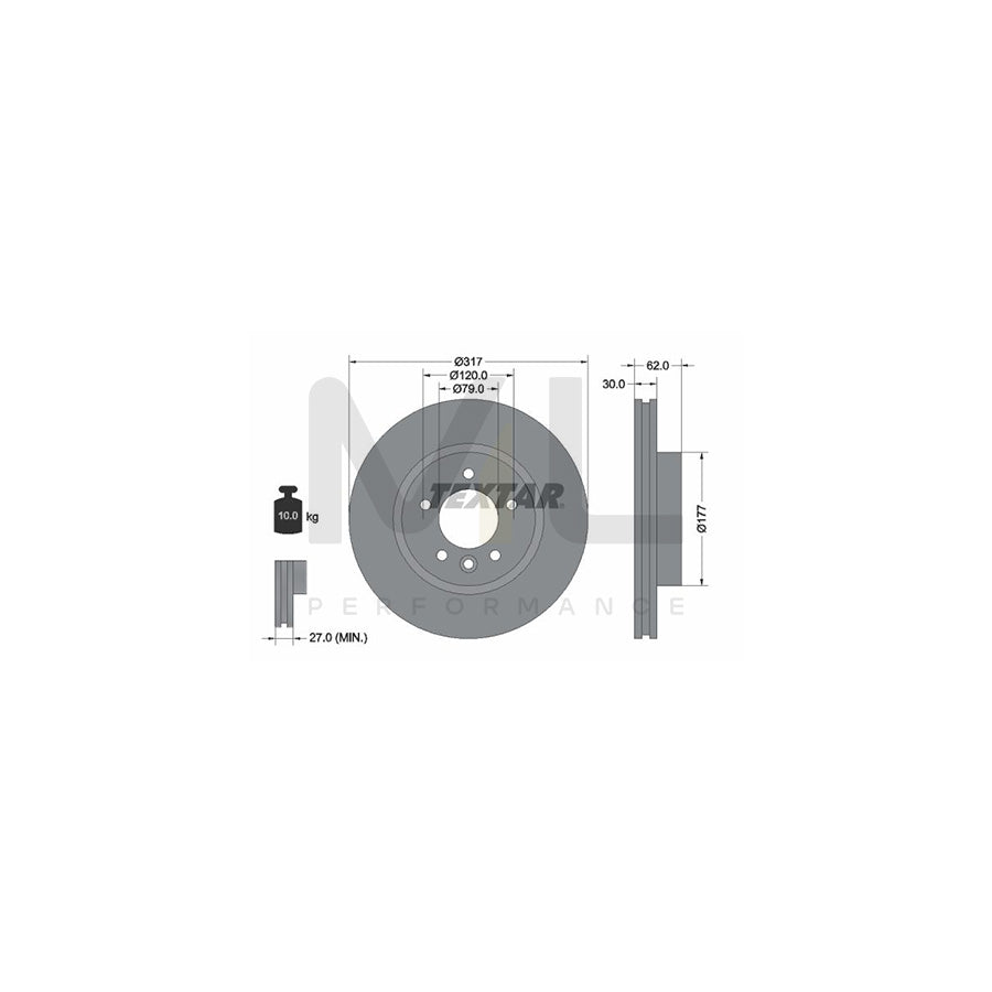 TEXTAR PRO+ 92134505 Brake Disc Internally Vented, Coated, High-carbon, without wheel hub, without wheel studs  - 1 piece
