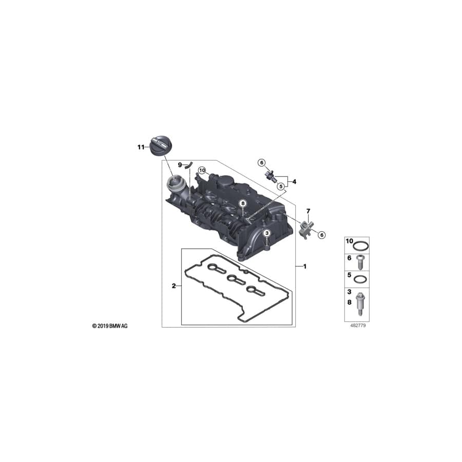 Genuine BMW 11128583292 F21 F46 F55 Gasket Set, Cylinder Head Cover (Inc. 216d, X1 16d & 114d)