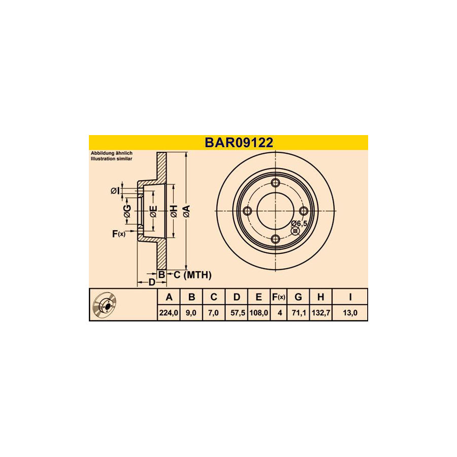 Barum Bar09122 Brake Disc for Citroen Xantia