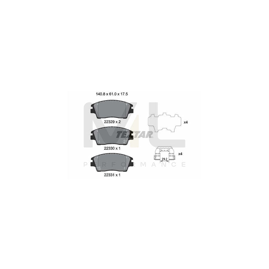 TEXTAR 2232901 Brake pad set incl. wear warning contact, with accessories