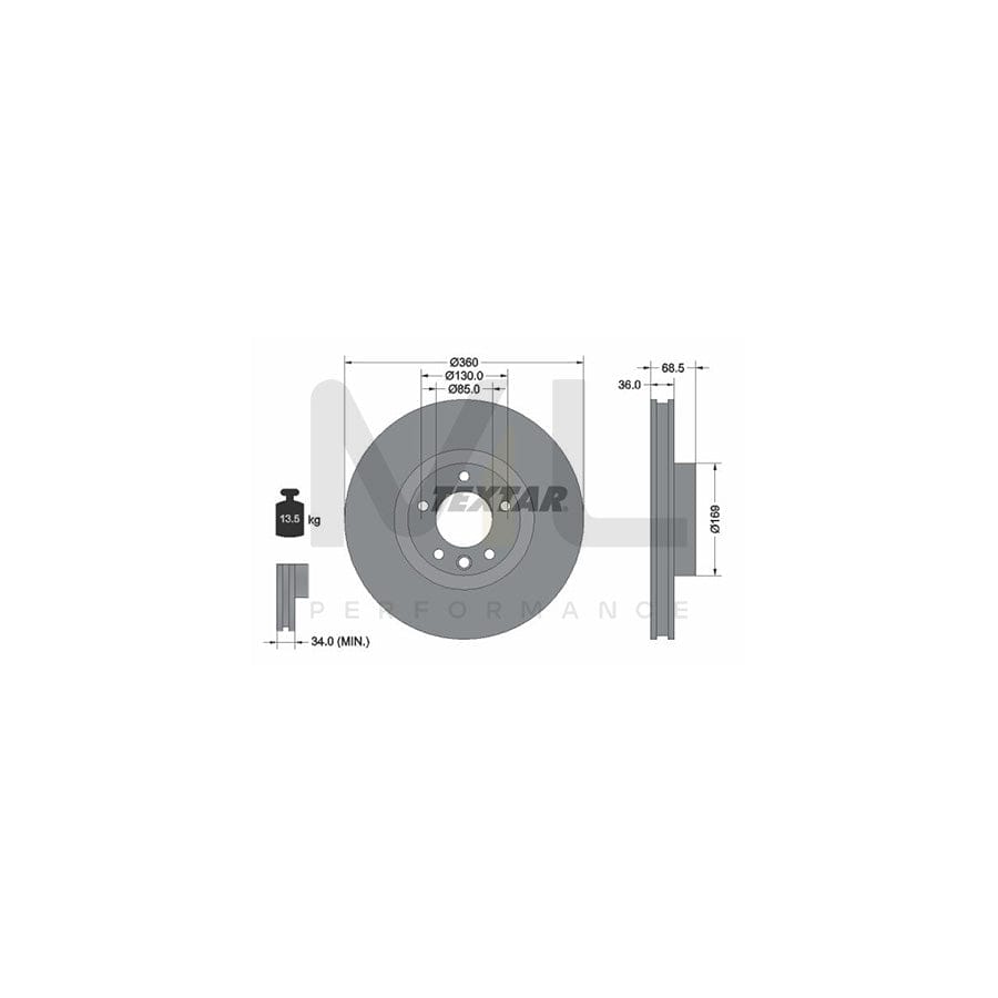 TEXTAR PRO+ 92219605 Brake Disc Internally Vented, Coated, High-carbon, without wheel hub, without wheel studs