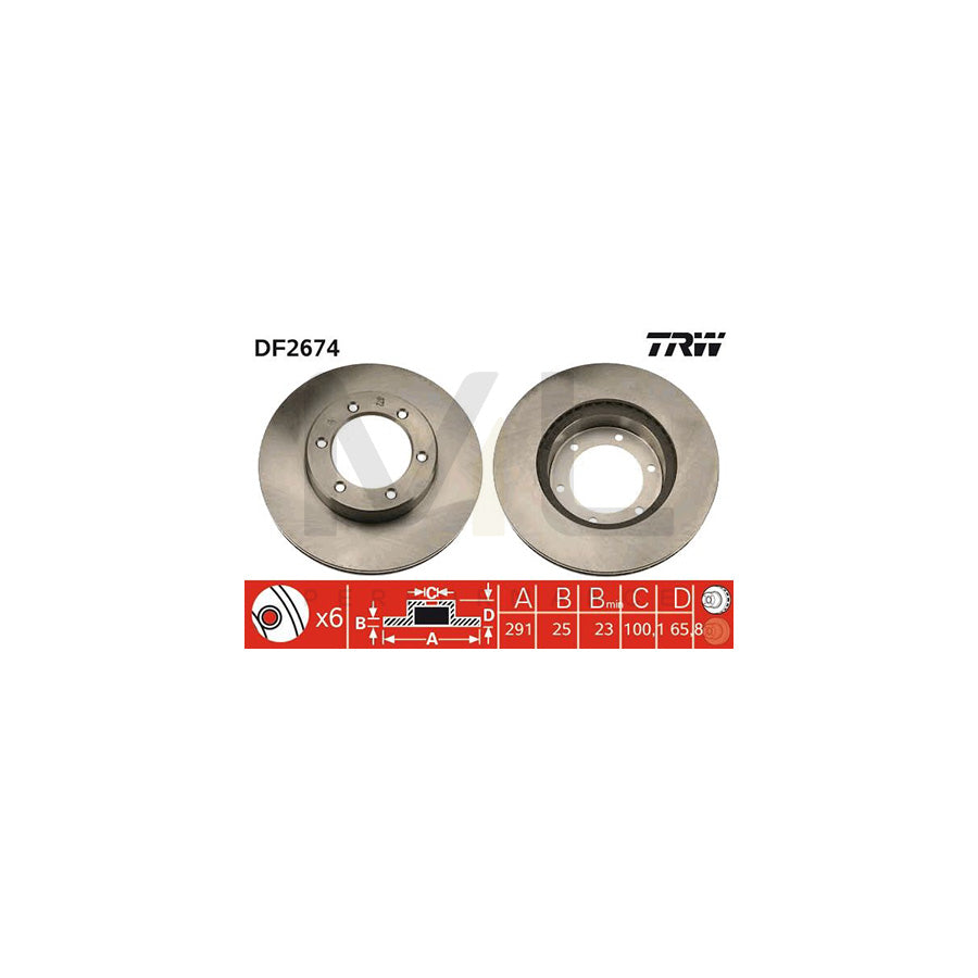 TRW DF2674 Brake Disc for TOYOTA 4 RUNNER Vented  - 1 piece