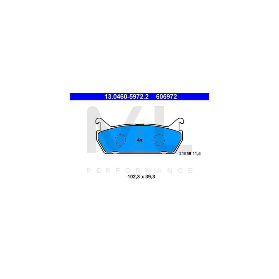 ATE 13.0460-5972.2 Brake pad set excl. wear warning contact, not prepared for wear indicator