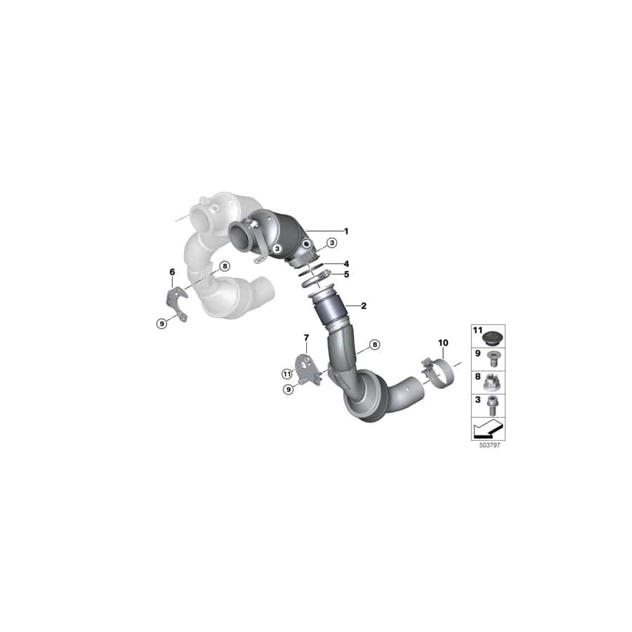 Genuine BMW 18327856829 F92 F90 F91 Exch Catalytic Conv.Close To Engine Top CYL. 5-8 (Inc. M5 & M8)