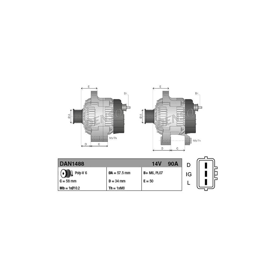 DENSO DAN1488 Alternator