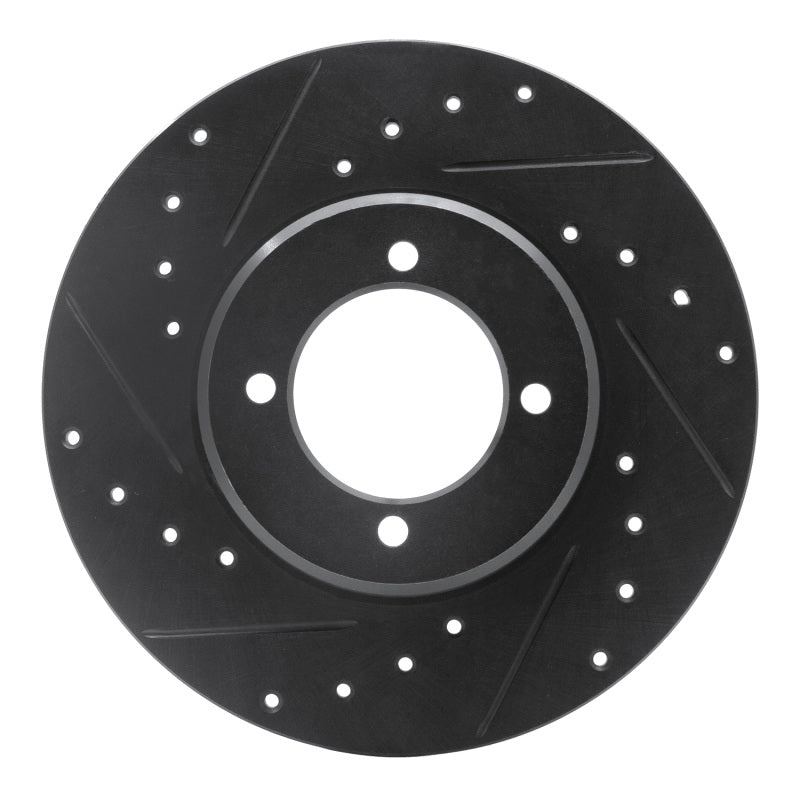 R1 Concepts R1 72-82 Toyota CORONA Front Left Drilled & Slotted Black Brake Rotor