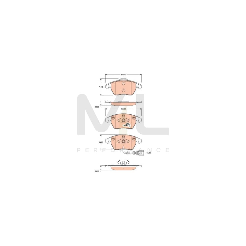 TRW Cotec Gdb1807 Brake Pad Set Incl. Wear Warning Contact