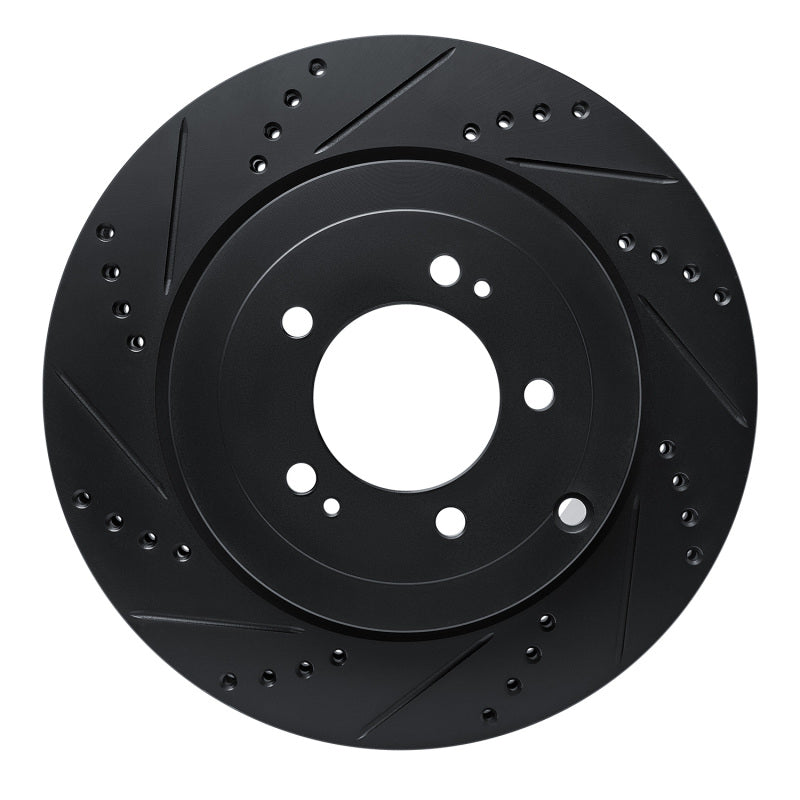 R1 Concepts R1 08-15 Mitsubishi Lancer Rear Left Drilled & Slotted Black Brake Rotor