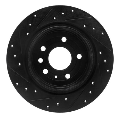 R1 Concepts R1 99-10 Saab 9-5 Rear Right Drilled & Slotted Black Brake Rotor