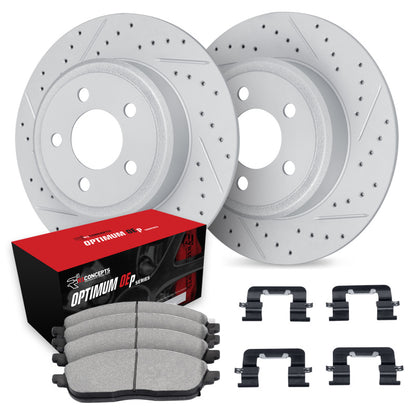 R1 Concepts R1 16-20 Hyundai Sonata Rear Drill/Slot Carbon Coated Rotor Set w/Optimum Pads
