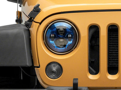 Raxiom 07-18 Jeep Wrangler JK 7-In LED Headlights- Blue Housing- Clear Lens