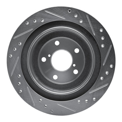 R1 Concepts R1 05-09 Subaru Impreza Rear Left Drilled & Slotted Silver Brake Rotor