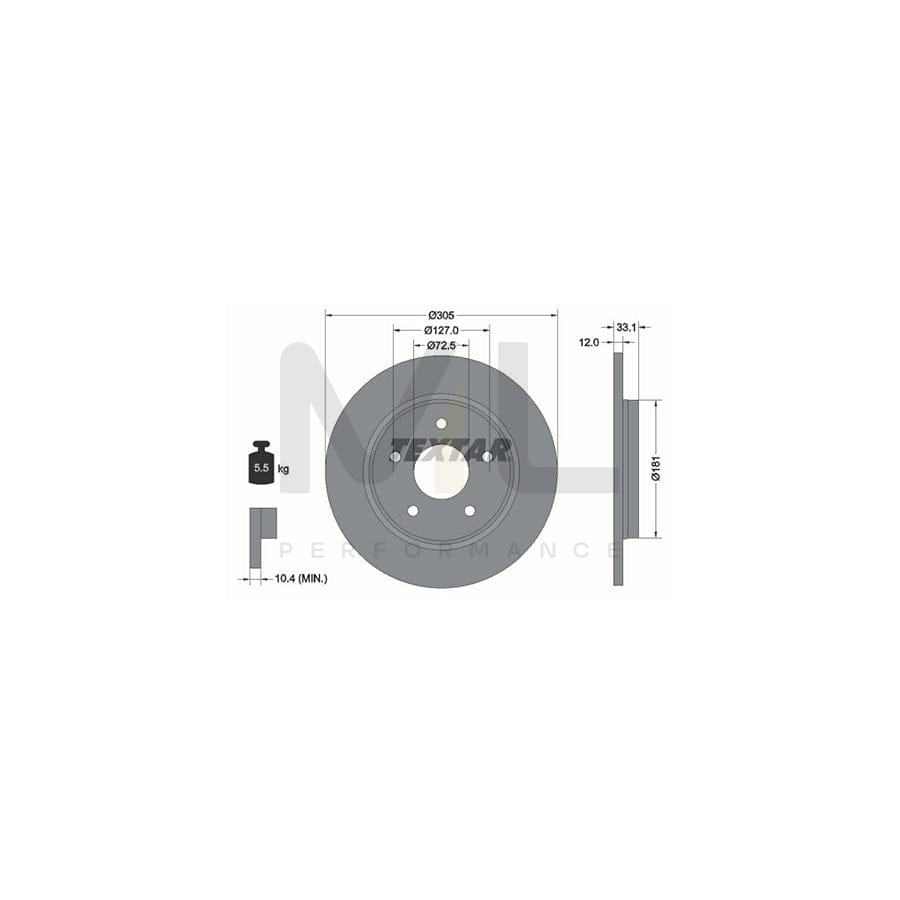 TEXTAR PRO+ 92181005 Brake Disc Solid, Coated, High-carbon, without wheel hub, without wheel studs  - 1 piece