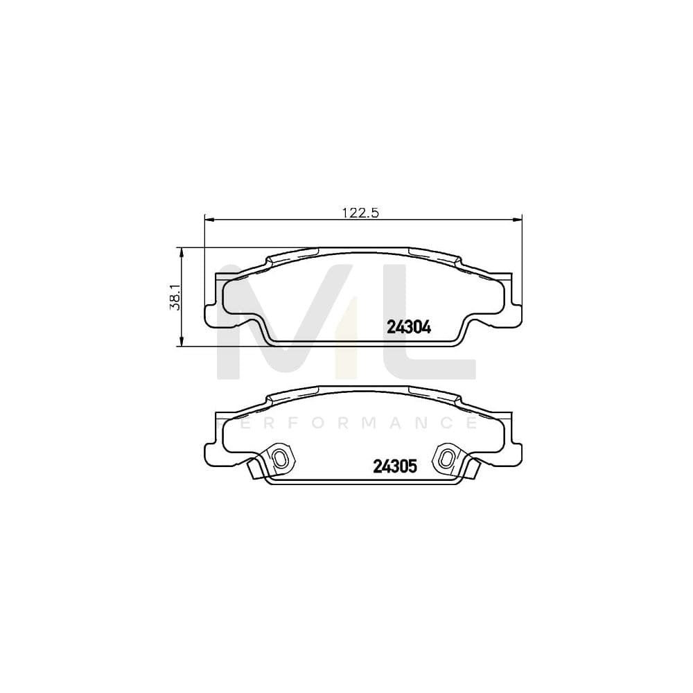 Hella 8DB 355 021-581 Brake Pad Set With Acoustic Wear Warning, With Brake Caliper Screws, With Accessories | ML Performance Car Parts