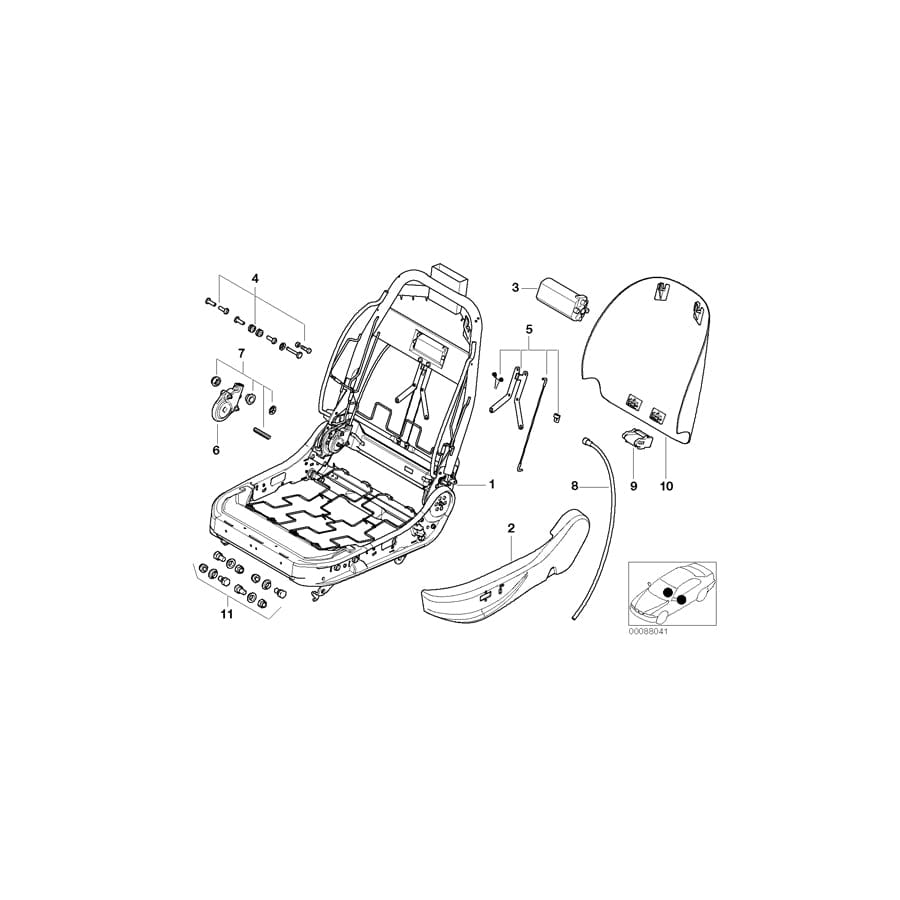 Genuine BMW 52102280398 E52 Trim, Seat Outer Right GRUNDIERT (Inc. Z8)