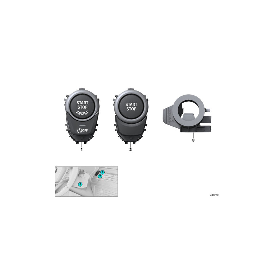 Genuine BMW 61319869565 G11 G12 Switch For Start/Stop (Inc. 740Le, 740e & 740eX)