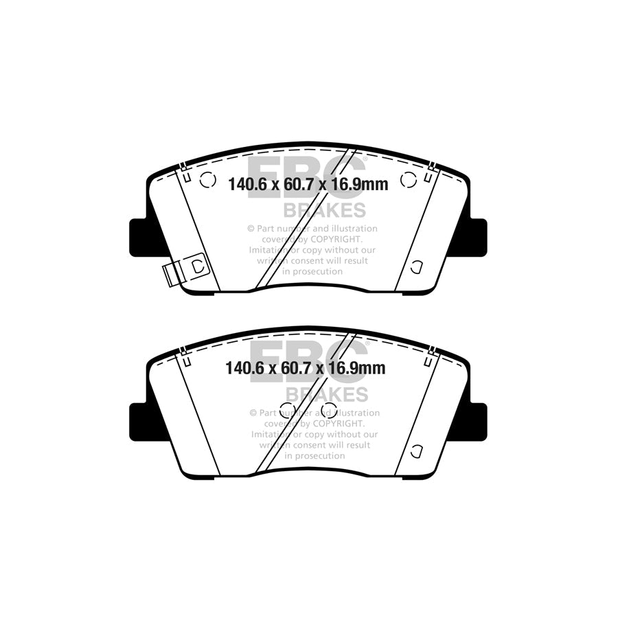 EBC PDKF2430 Kia Stinger Ultimax Front Brake Pad & Plain Disc Kit 2 | ML Performance UK Car Parts